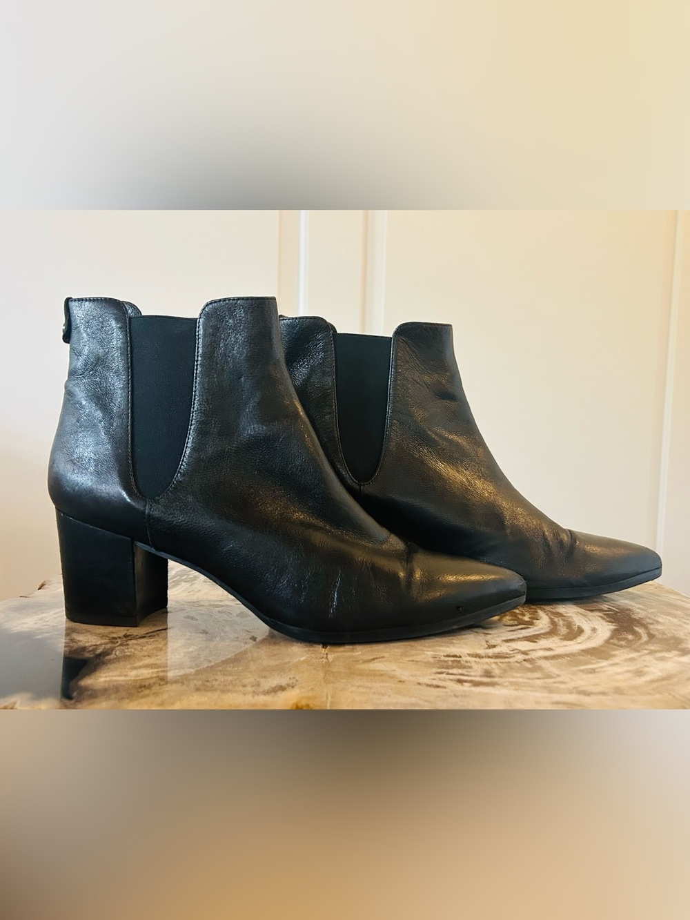 Stuart Weitzman Black Leather Women's Ankle Boots - Sleek Pointed Toe